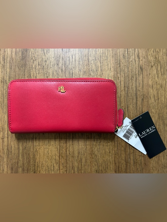 Lauren Ralph Lauren Handbags - Lauren Ralph Lauren Red Zip-Around Leather Wallet with Gold RL Logo